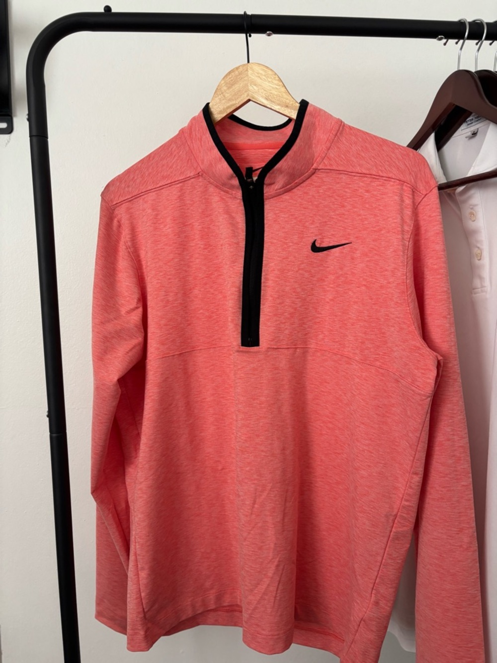 Nike Men’s Coral-Red Quarter-Zip Performance Pullover